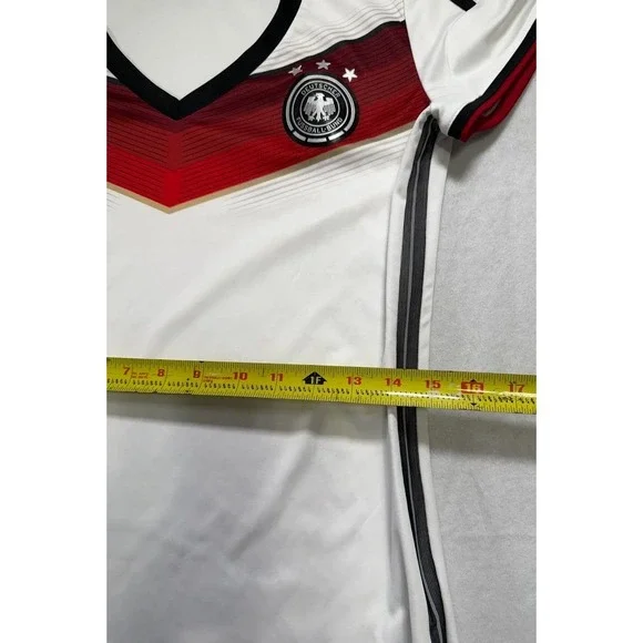 Adidas Shirt Deutscher Fussball-Bund Soccer Climacool Women Medium White V Neck - Picture 8 of 16